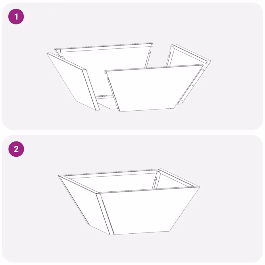 Trapetsikujulised valged metallist aiapotid, 5 tk, 35 x 35 x 15 cm – 11