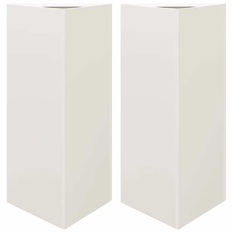 Aia taimekastid põhjaga, 2 tk, valge teras, kolmnurkse disainiga, 40 x 34,5 x 70 cm – 2