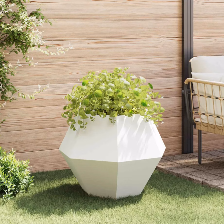 Valged terasest taimekastid, 2 tk, 75 x 75 x 60 cm – 4