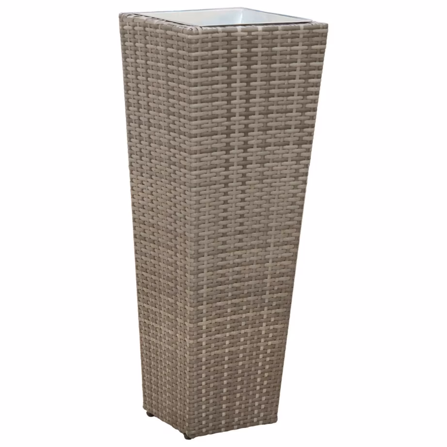 Välitingimuste taimepotikomplekt rotangilookiga, 3 tk, metall, hall – 3