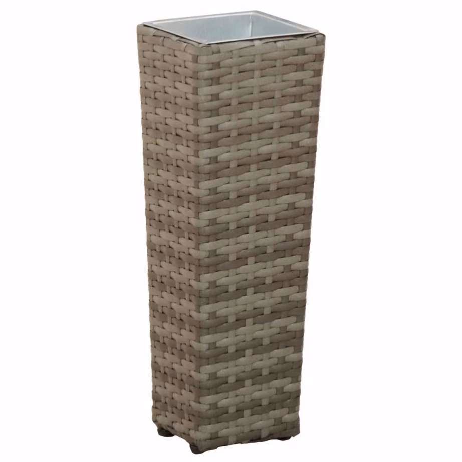 Välitingimuste taimepotikomplekt rotangilookiga, 3 tk, metall, hall – 5