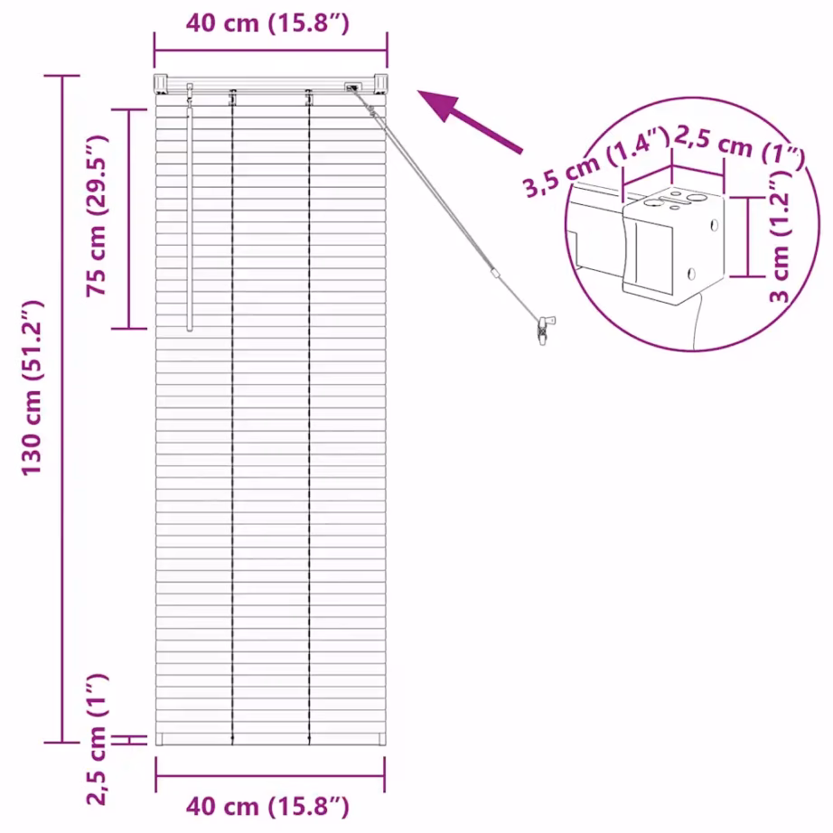 Alumiiniumist Veneetsia ruloo, tumehall, 130 x 40 cm – 13