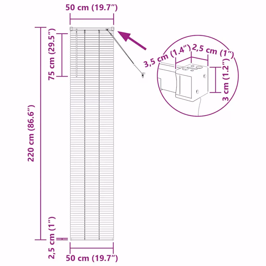 Veneetsia alumiiniumruloo, valge, 220 x 50 cm – 13