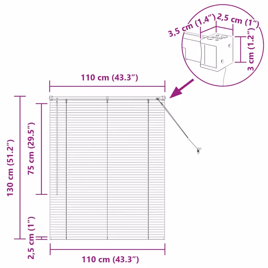 Veneetsia alumiiniumruloo, must, 130 x 110 cm – 13