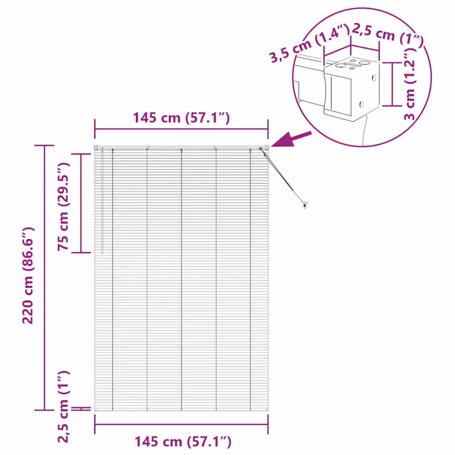 Veneetsia ribakardinad valguse ja privaatsuse reguleerimiseks, must alumiinium, 220 x 145 cm – 13