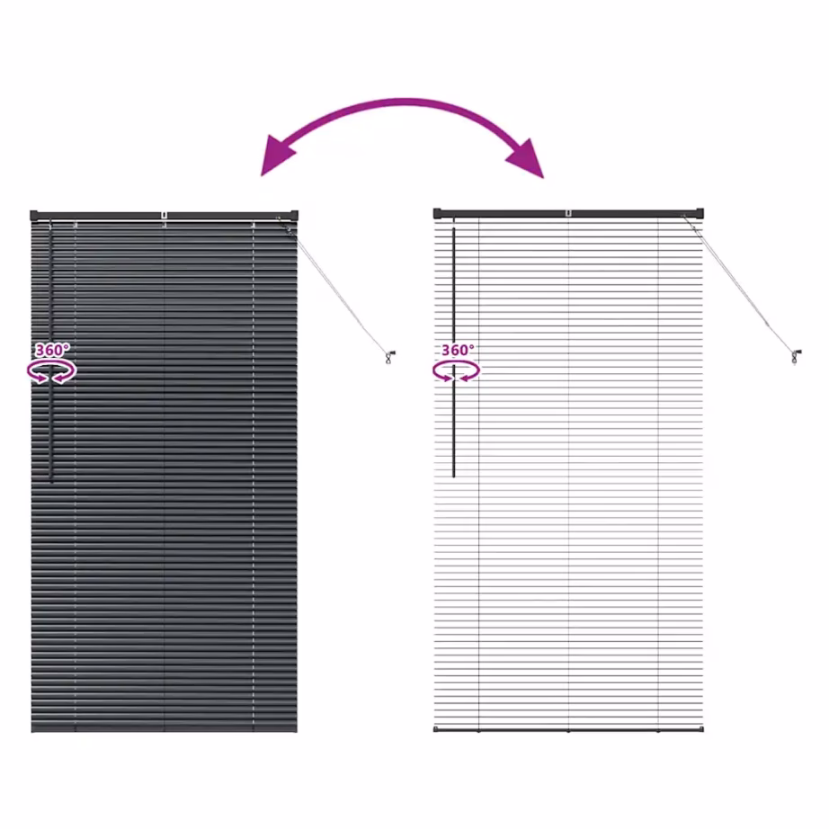 Veneetsia ruloo aknaraami sisse, must alumiinium, 175 x 85 cm – 11