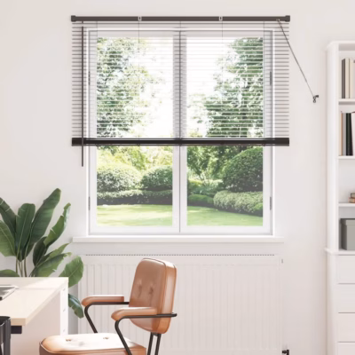 Veneetsia ruloo valguse ja privaatsuse reguleerimiseks, must alumiinium, 175 x 135 cm