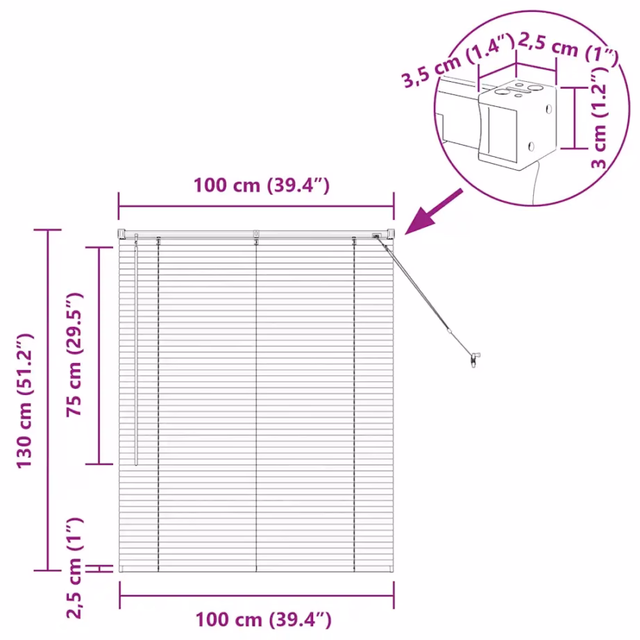 Veneetsia ruloo, tumehall alumiinium, 130 x 100 cm – 12