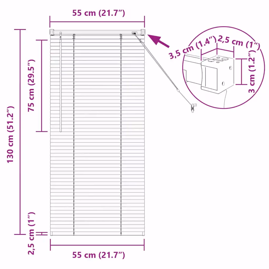 Alumiiniumist Veneetsia ruloo, tumehall, 130 x 55 cm – 13
