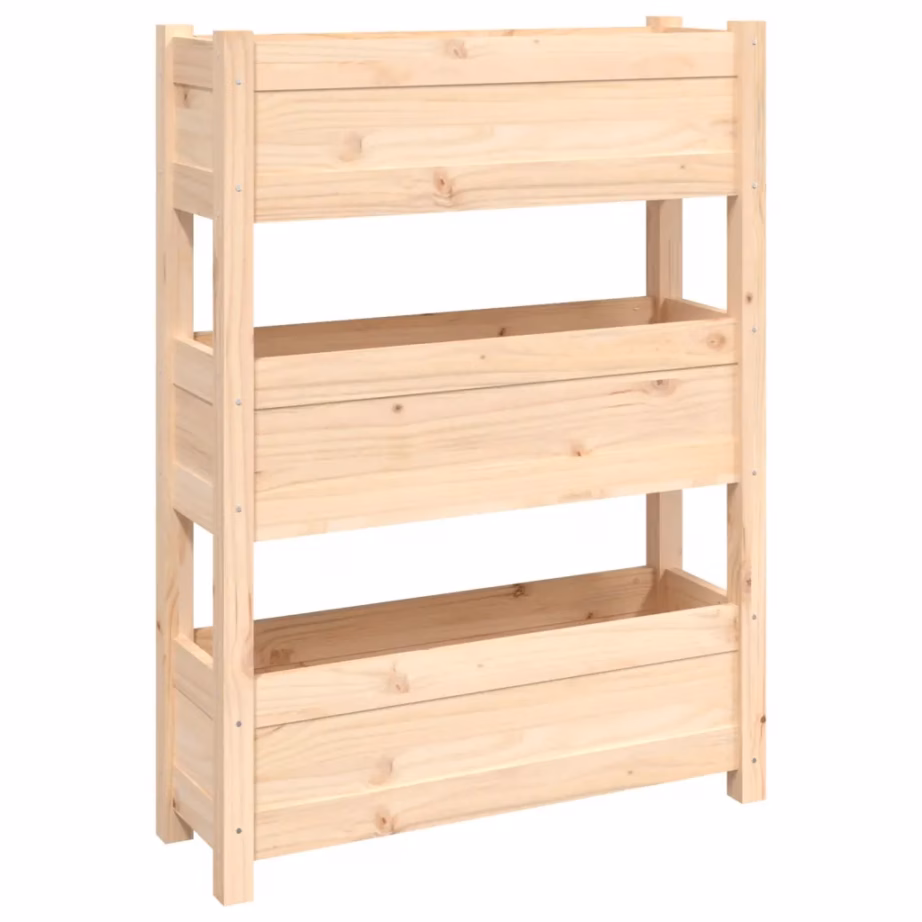 Kolmekorruseline vertikaalne taimekast, töötlemata männipuit, 77 x 25 x 104,5 cm – 2