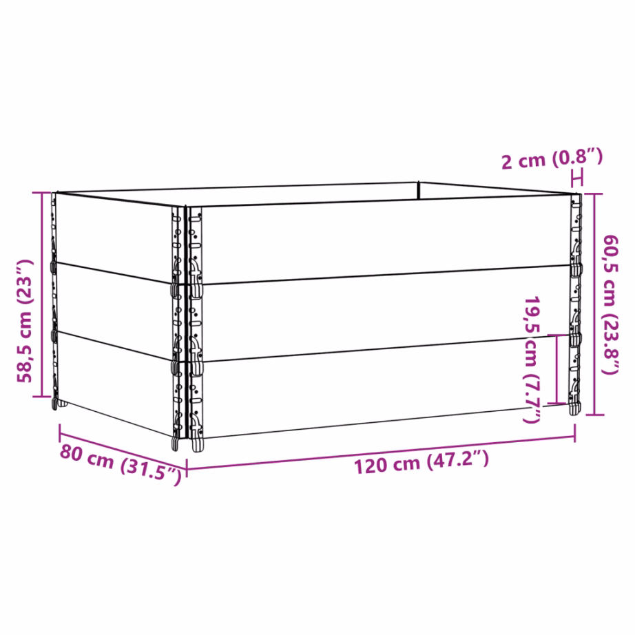 Virnastatav pruun aia taimekast männipuidust, 120 x 80 cm – 8