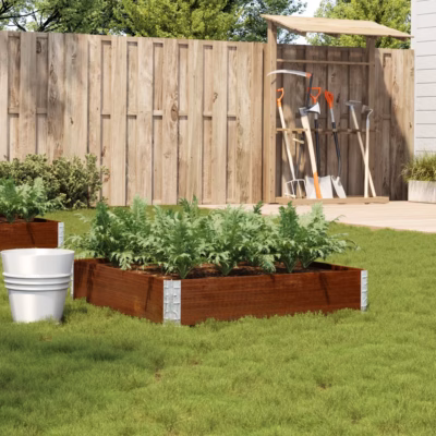 Virnastatav männipuidust aia taimekast, pruun, 100 x 100 x 21,5 cm