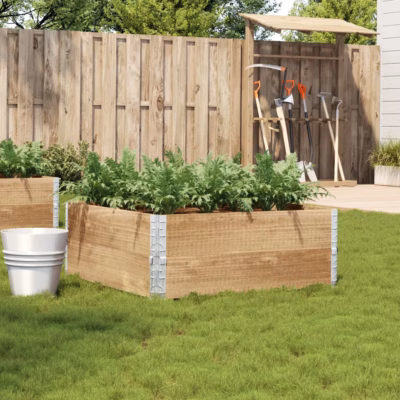 Virnastatav töötlemata männipuidust aia taimekast tsingitud nurkadega, 100 x 100 x 41 cm