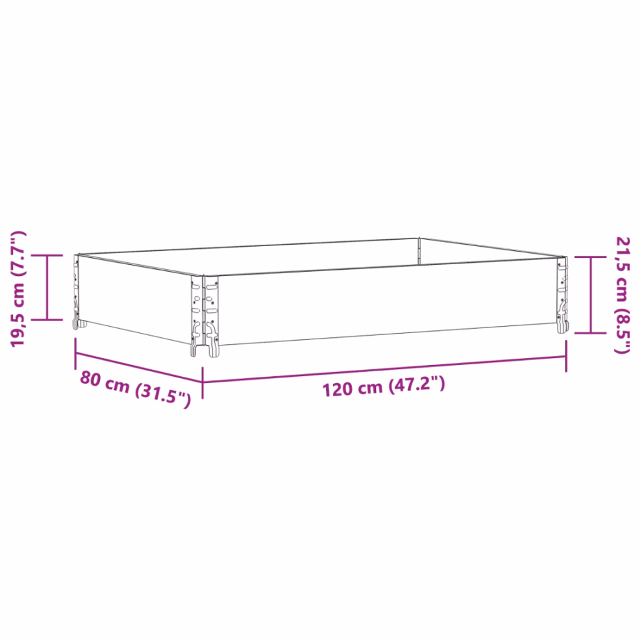 Virnastatav männipuidust taimekast aeda, 120 x 80 x 21,5 cm – 8