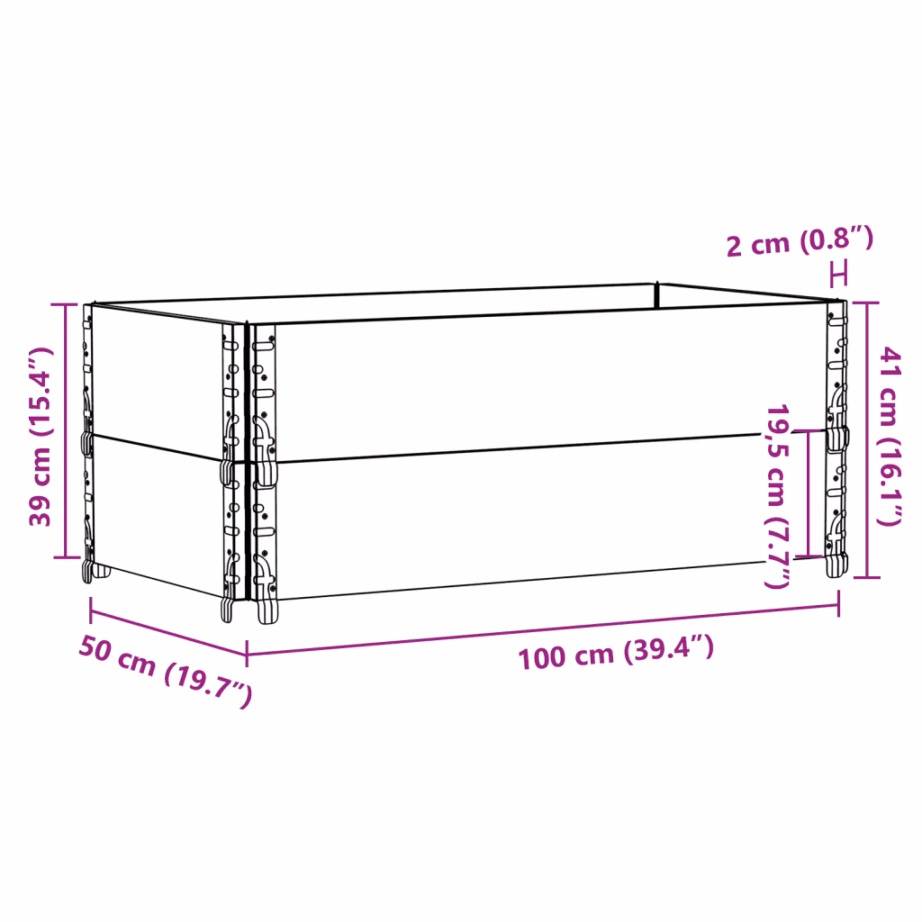 Virnastatav aia taimekast, must männipuit, 100 x 50 x 41 cm – 8