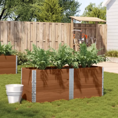 Virnastatav puidust taimekast tsingitud metallnurkadega, pruun männipuit, 150 x 50 x 60,5 cm