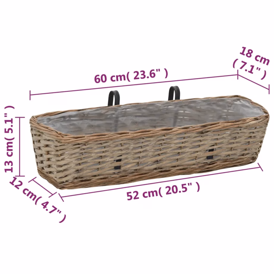 Vitstest rippuvad rõdukastid PE-voodriga, 2 tk, pruun, 60 cm – 6
