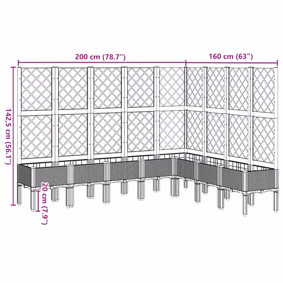 Võrega aiataimekast, pruun PP, 200 x 160 x 142 cm – 9