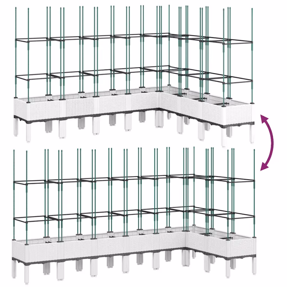 Kõrgendatud võrega aiataimekast, rotangimustriga valge PP, 200 x 160 x 142,5 cm – 6