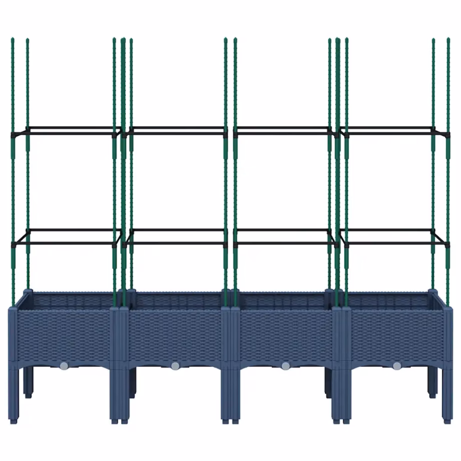 Võrega kõrgendatud taimekast, sinakashall PP, 160 x 40 x 142,5 cm – 3