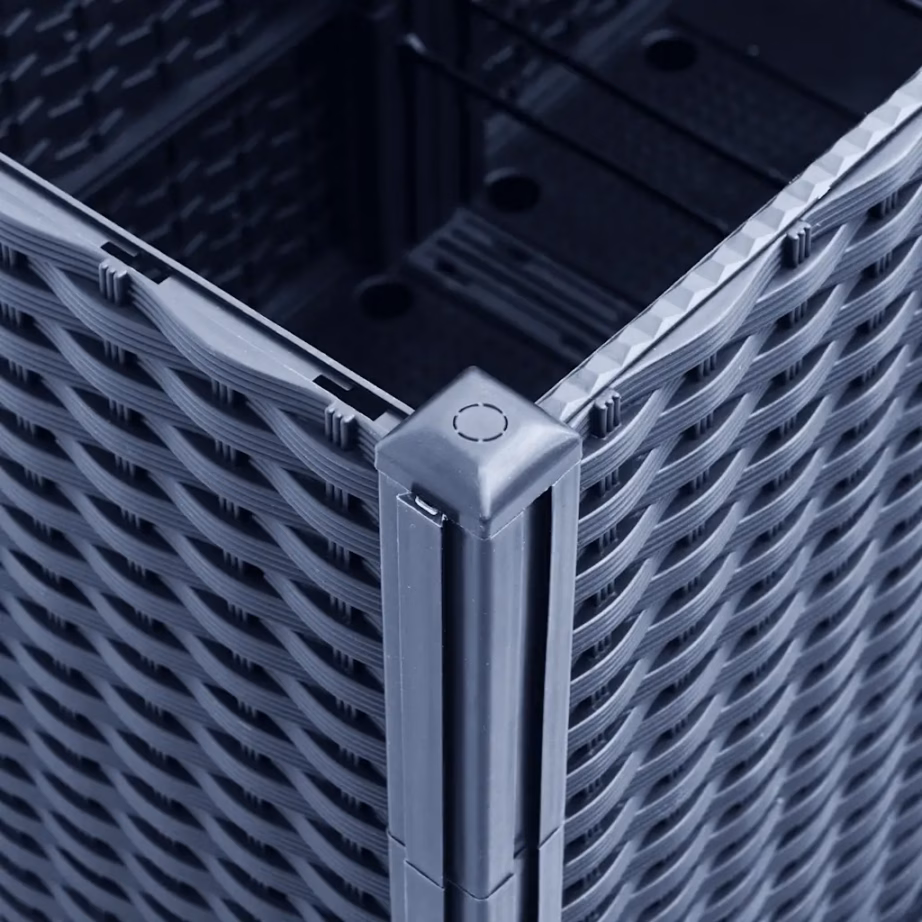 Võrega nurgataimekast rotangiviimistlusega, 6 moodulit, sinakashall PP, 160 x 120 x 140 cm – 8