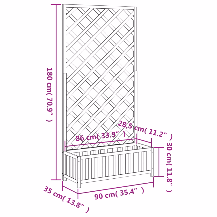Võrega nulupuust taimekast, pruun, 90 x 35 x 180 cm – 8