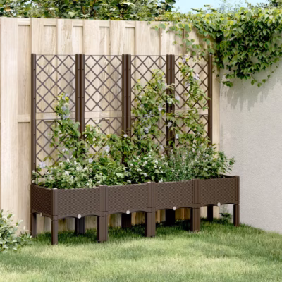 Pruun võrega kõrge taimekast rotangiviimistlusega, PP, 160 x 40 x 142 cm