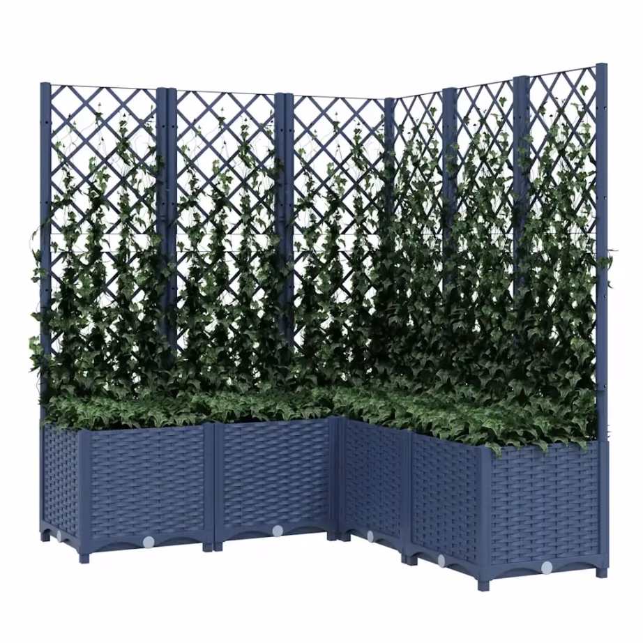 Võrega taimekast ronitaimedele, sinakashall PP, 120 x 120 x 136 cm – 3