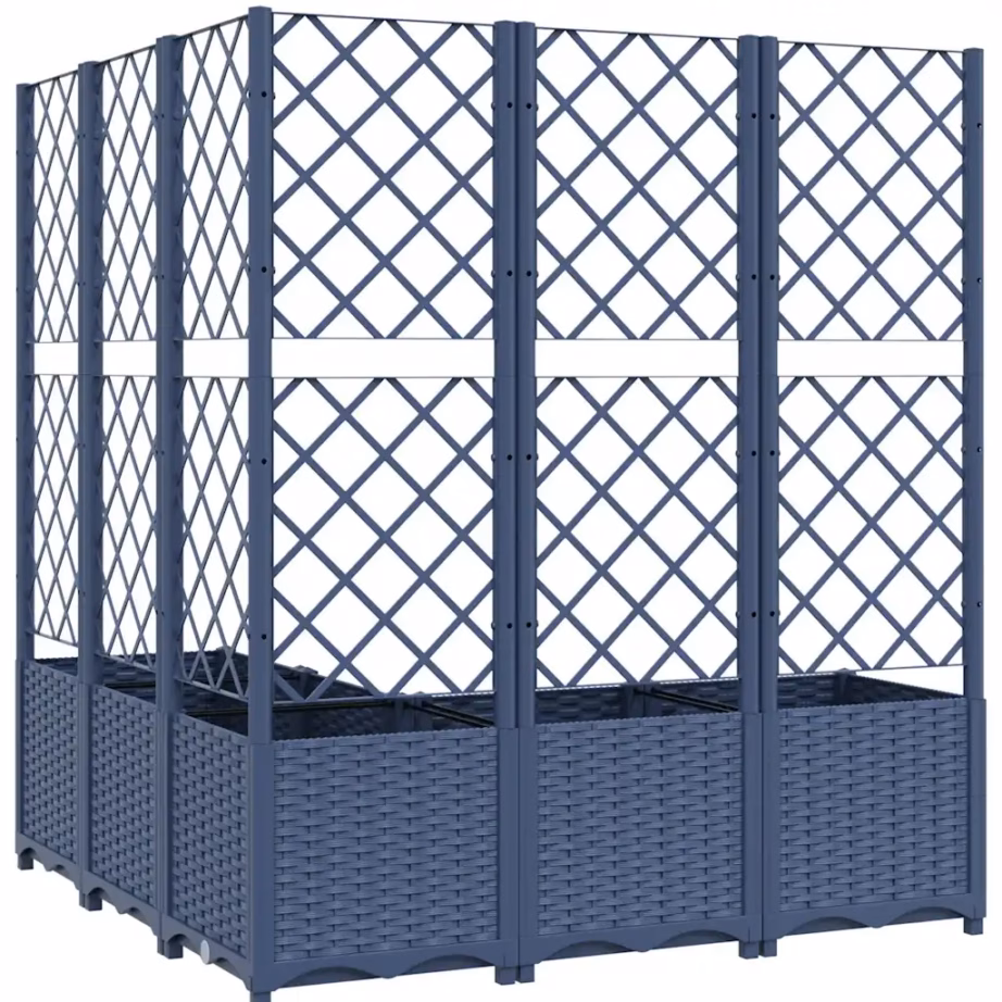 Võrega taimekast ronitaimedele, sinakashall PP, 120 x 120 x 136 cm – 6