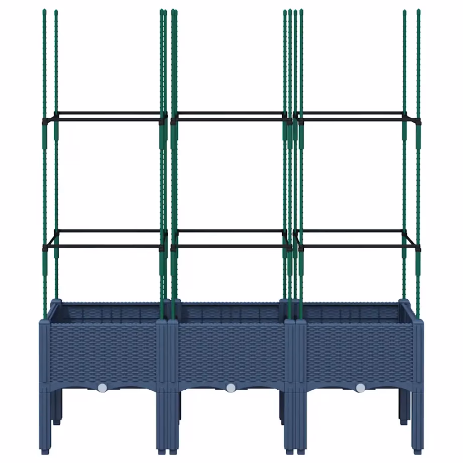 Võrega kõrge taimekast ronitaimedele, sinakashall PP, 120 x 40 x 142,5 cm – 3