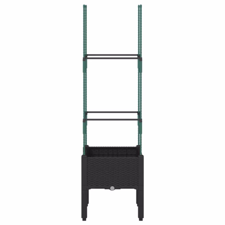 Kõrgendatud võrega taimekast ronitaimedele, must PP, 40 x 40 x 142,5 cm – 3