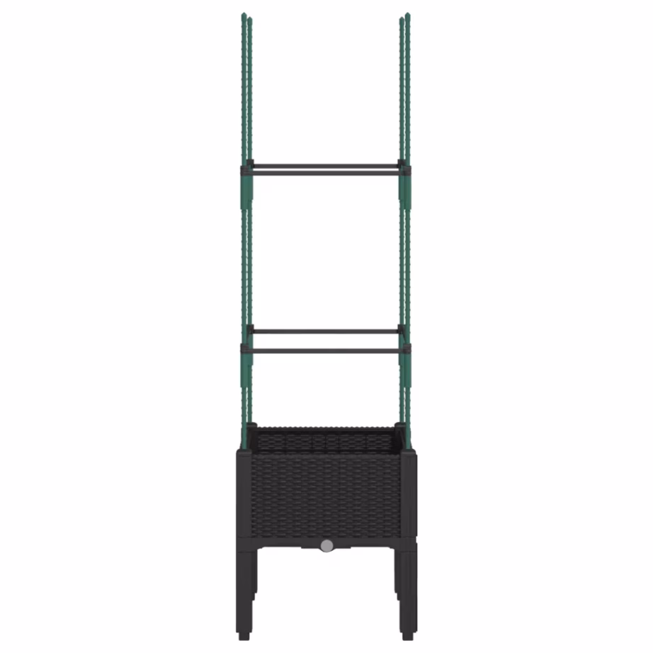 Kõrgendatud võrega taimekast ronitaimedele, must PP, 40 x 40 x 142,5 cm – 4