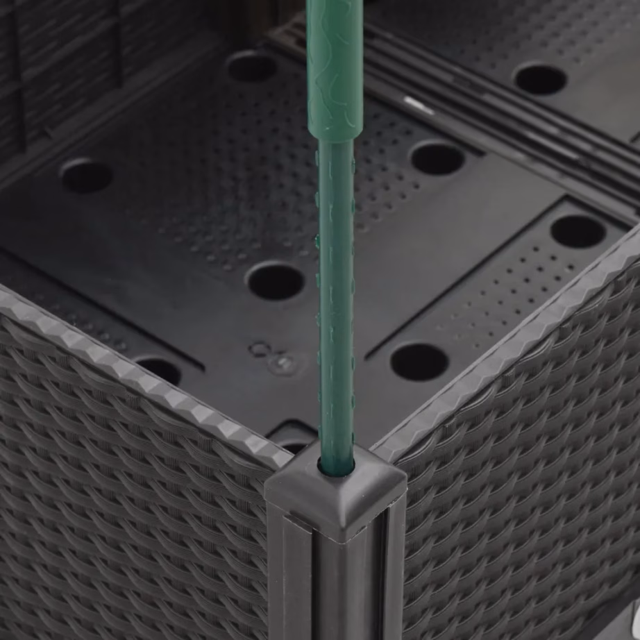 Kõrgendatud võrega taimekast ronitaimedele, must PP, 40 x 40 x 142,5 cm – 6