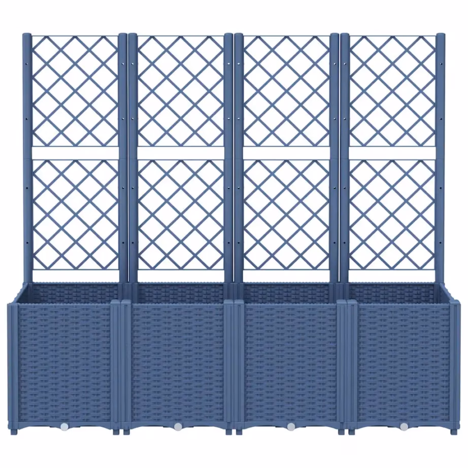 Võrega modulaarne taimekast 4 lillekastiga, sinine hall, PP, 160 x 40 x 140 cm – 3