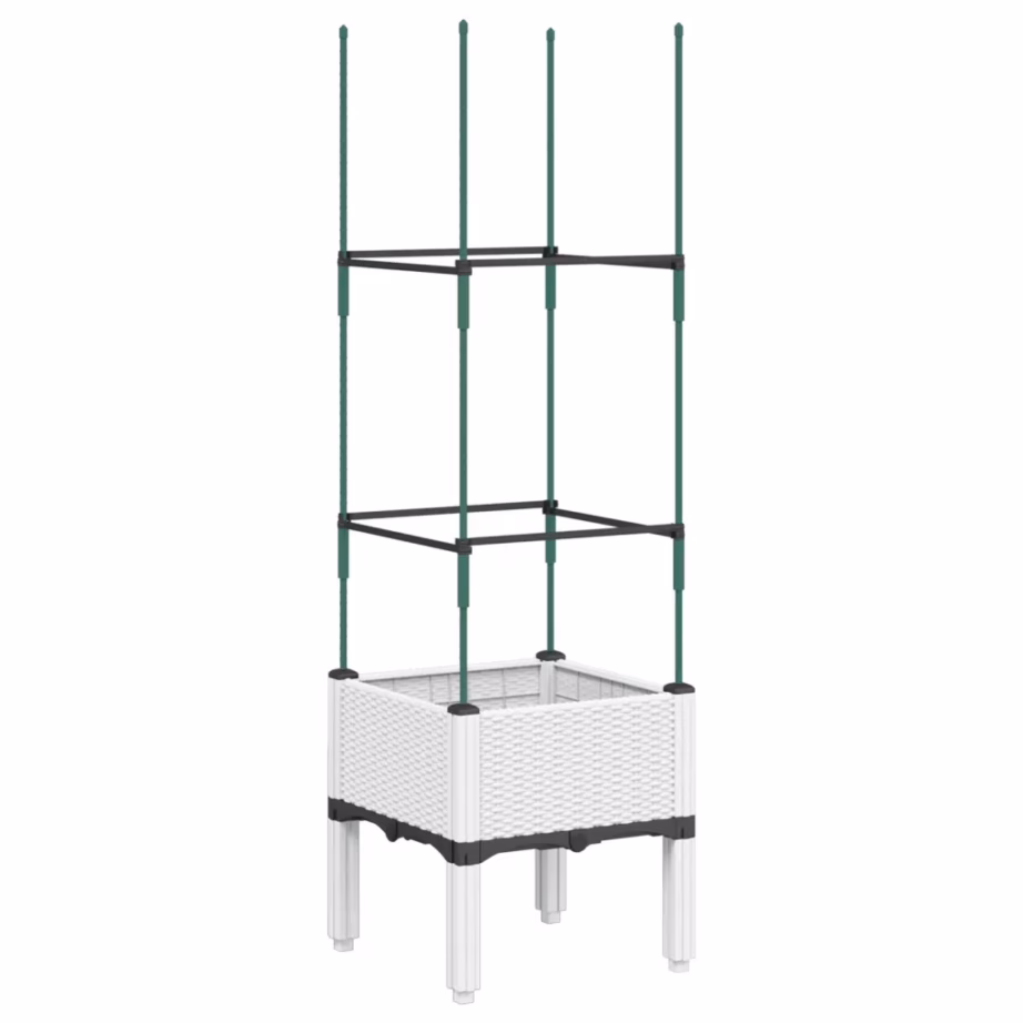 Võrega kõrgendatud taimekast ronitaimedele, valge, 40 x 40 x 142,5 cm, PP – 2