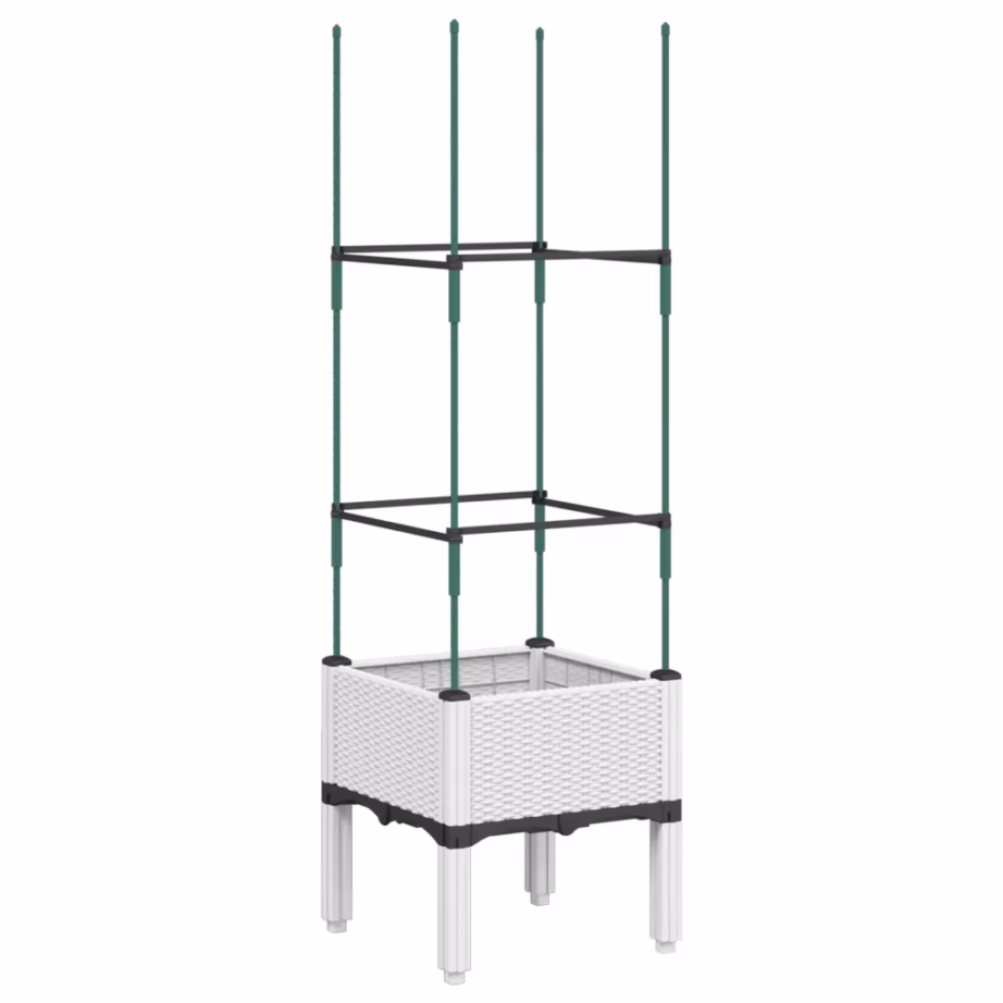 Võrega kõrgendatud taimekast ronitaimedele, valge, 40 x 40 x 142,5 cm, PP – 5