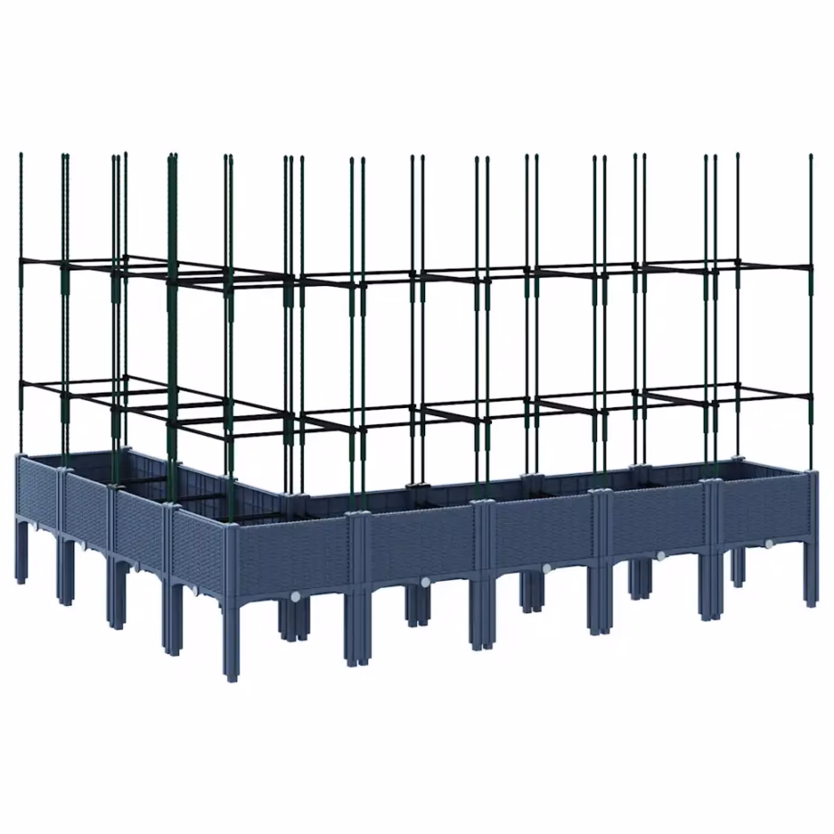 Võrega kõrgendatud taimekast, sinakashall PP, 200 x 160 x 142,5 cm – 5