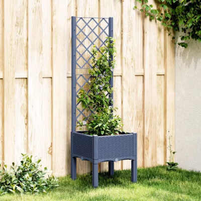 Võrega tõstetud taimekast, sinakashall PP, 40 x 40 x 142 cm