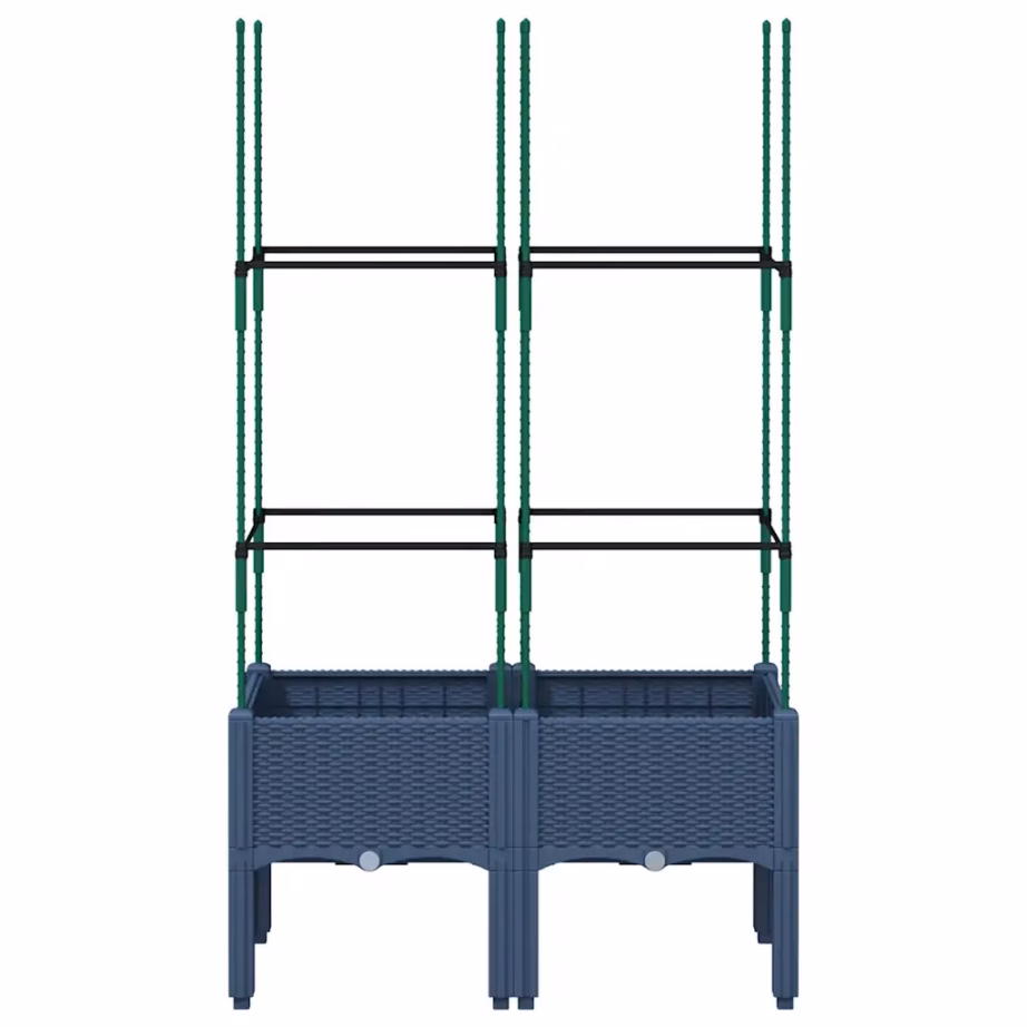 Kõrgendatud võrega taimekast rotangimustriga, sinakashall PP, 80 x 40 x 142,5 cm – 3