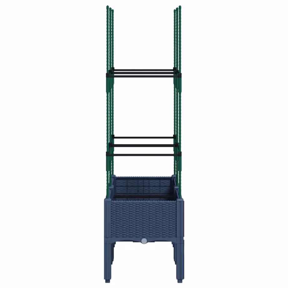 Kõrgendatud võrega taimekast rotangimustriga, sinakashall PP, 80 x 40 x 142,5 cm – 4