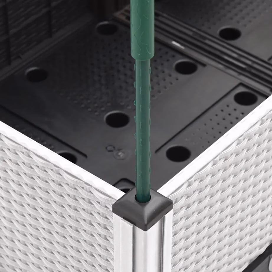 Kõrgendatud võrega aia taimekast, rotangiviimistlusega, valge PP, 160 x 120 x 142,5 cm – 7