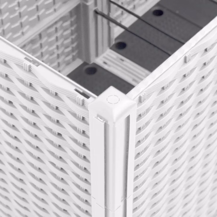 Võrega modulaarne aia taimekast rotangimustriga, 4 osa, valge PP, 160 x 40 x 140 cm – 6