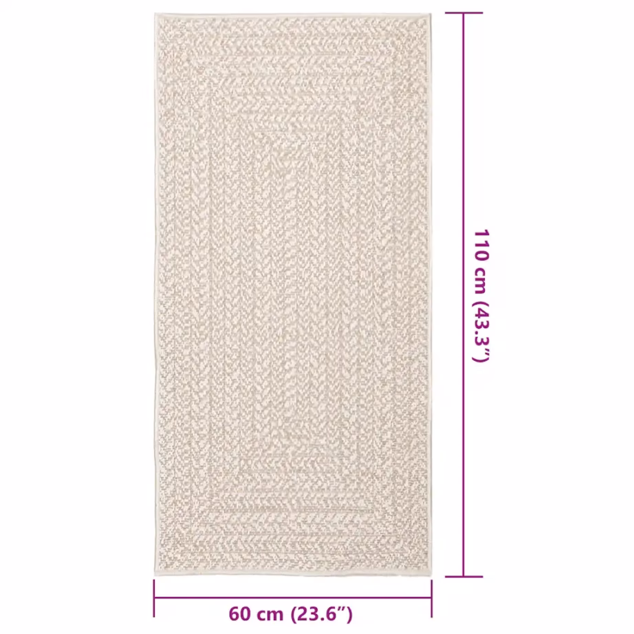 Kreemjas džuudimustriga sise- ja õuevaip ZIZUR, 60 x 110 cm, polüpropüleen – 9