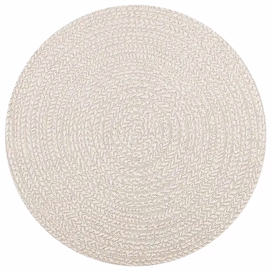 Ümmargune sise- ja õuevaip ZIZUR, džuudiviimistlusega, kreemjasvalge, Ø 120 cm, polüpropüleen – 3