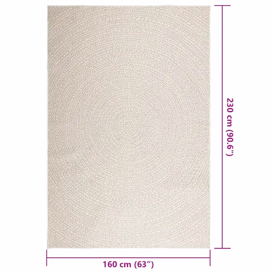 Sise- ja õuevaip ZIZUR, džuudi välimus, kreemjas, 160 x 230 cm, polüpropüleen – 9