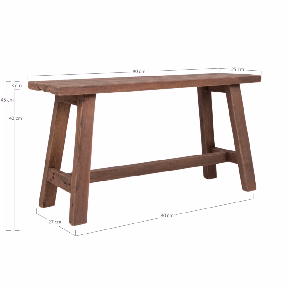 House Nordic Barcelona tiigipuust aiapink, taaskasutatud puit, 90x25x45 cm - 3