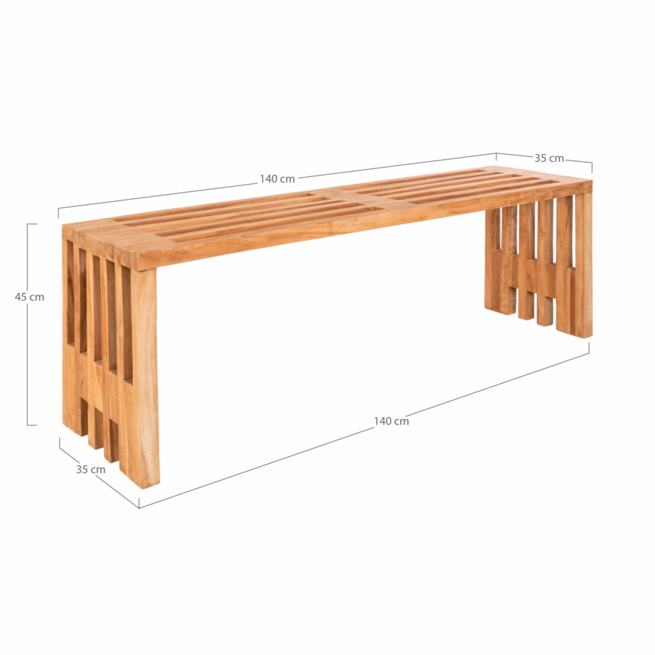 House Nordic Benidorm tiigipuidust aiapink, naturaalne, 140x35x48 cm - 3