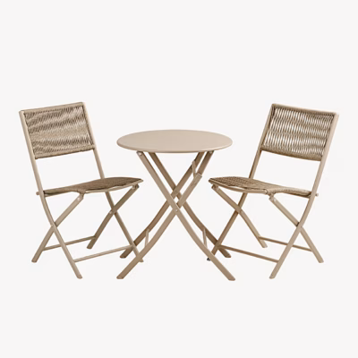 3-osaline bistrookomplekt 2 tooli ja lauaga, taupe, laud ø60 cm Arcas