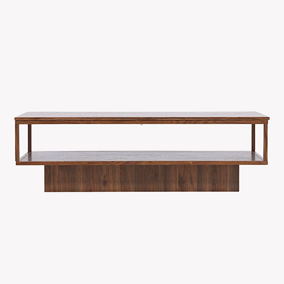 Maglehem diivanilaud, pähklitooni MDF ja teras, 130×60 cm, 62046-123