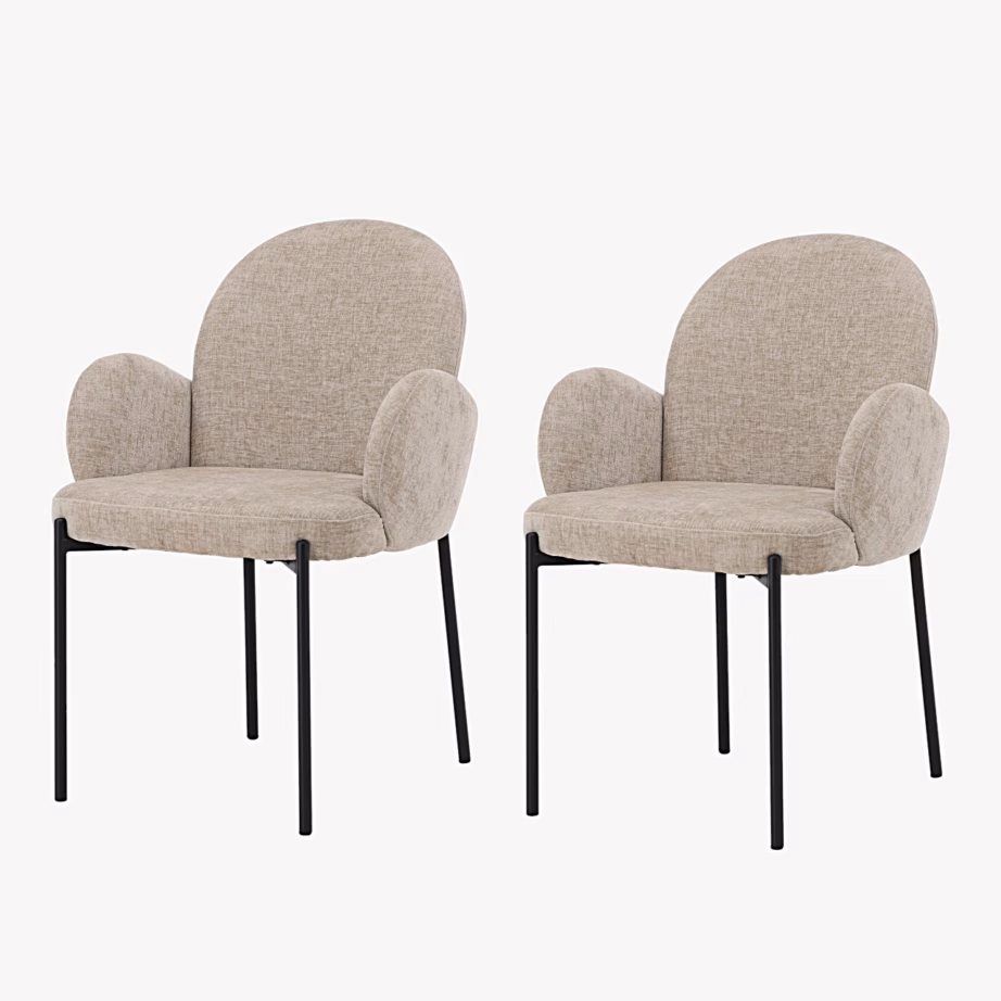 Beež söögitool käetugedega Blom, mustad metalljalad, 62337-102 – 2